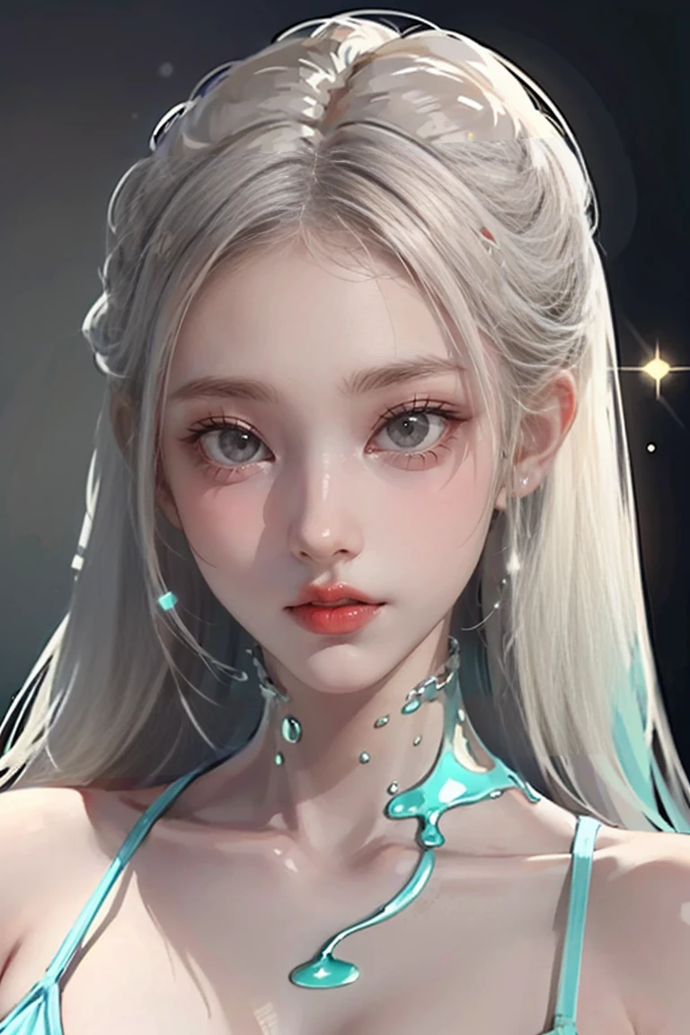 Beautiful woman in micro bikini, Covered in oil, it sparkles, Perfect and detailed appearance, 8K, masterpiece, Super detailed, Highest quality, (oily and slippery:1.9), Perfect fit, Sunburned, wild, Long white hair, (Browsing Caution:1.0)