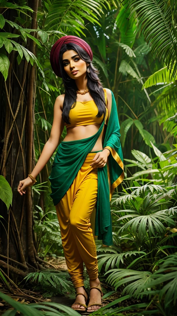 A beautiful  jungle and punjabi wife cartoon character 