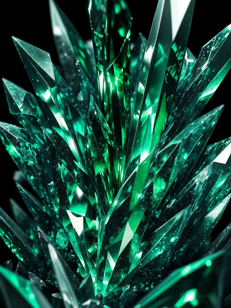 a close up of a green crystal on a rock with a dark background, a macro photograph by Eugene Leroy, flickr, crystal cubism, green crystal, beautiful crystals, glowing green crystals, emeralds, crystalline!!, crystals enlight the scene, crystals, translucent crystals, made of crystals, crystalized, with crystals on the walls, glowing crystals