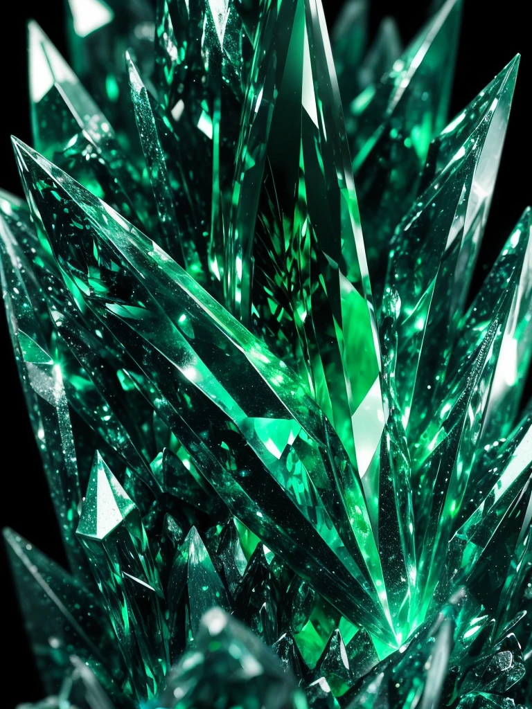 a close up of a green crystal on a rock with a dark background, a macro photograph by Eugene Leroy, flickr, crystal cubism, green crystal, beautiful crystals, glowing green crystals, emeralds, crystalline!!, crystals enlight the scene, crystals, translucent crystals, made of crystals, crystalized, with crystals on the walls, glowing crystals