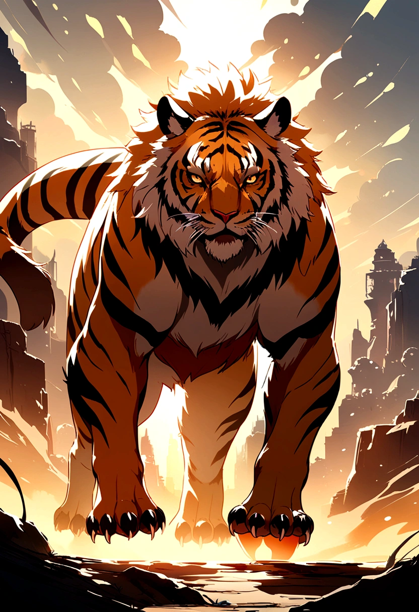 Quadrupedal animals、Liger full body illustration