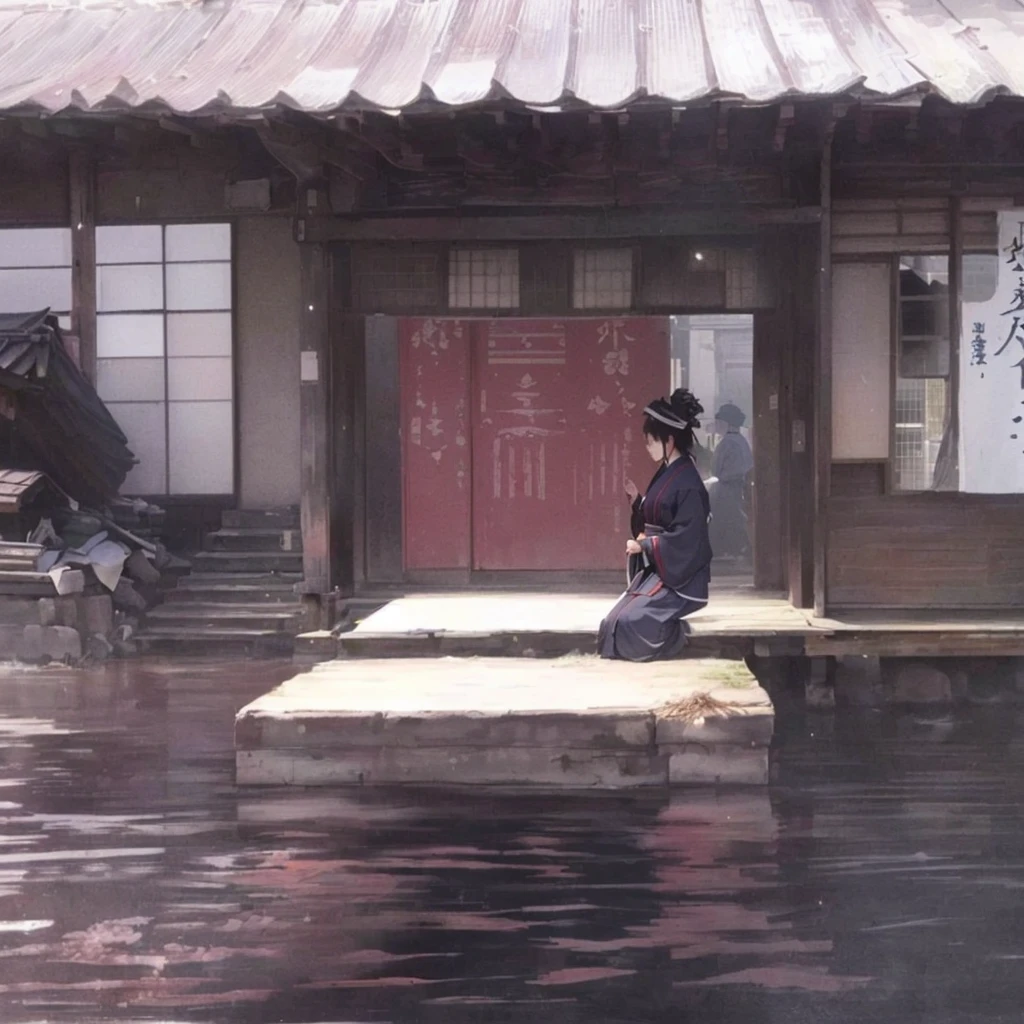 There is a woman sitting on a platform in the water, Xin Haicheng, Anime girl walking on water, artwork in the style of Gwaiz, Anime Scene, by Kamisaka Sekka, beautiful Anime Scene, Gwaiz, Singey, Painted in an anime artist&#39;s studio, Created by Anime Painter Studio 1. Scenery and Cityscape in the Early Meiji Era
After the Meiji Restoration, Japan underwent rapid modernization and civilization. Consequently, many changes and reforms occurred. Below is a detailed explanation of the scenery, appearance of the poor, occupations, and cityscapes in the early Meiji period (1868 to the early 1880s).

2. Appearance of the Poor
Life for the impoverished and lower classes remained harsh. In particular, in urban areas, people migrated from rural areas or unemployed artisans gathered, intensifying competition in the labor market. Many of them struggled with poverty, often residing in slums or around temples.

3. Occupations
Meiji early Japan witnessed a diversification of occupations. Traditional agriculture and handicrafts were accompanied by the rise of modern industry and commerce. Particularly in urban areas, factory workers, shop clerks, and transporters increased, giving rise to new professions. However, many in these occupations endured harsh working conditions.

4. Influence of Civilization and Enlightenment
During the Meiji era, Western cultural influences spread rapidly. Changes in clothing, dietary habits, and the proliferation of Western-style architecture advanced, especially in urban areas. Conversely, this development posed a threat to traditional culture and lifestyles, resulting in societal upheaval and adaptation challenges.

5. Social Change and Policy Influence
While promoting modernization policies, the government also addressed poverty and social issues. Legislation for labor protection and charitable activities to aid the poor were implemented. Nevertheless, living conditions for the impoverished scarcely improved.

The early Meiji period marked a rapid transformation in Japan, with complex social landscapes involving challenges faced by the poor and labo