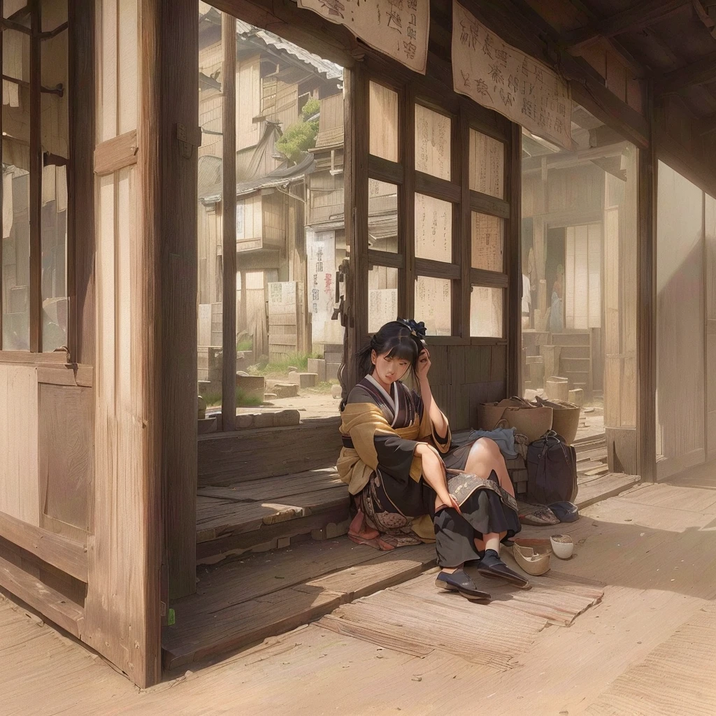 masterpiece, best quality, (extremely detailed CG unity 8k wallpaper), (best quality), (best illustration), (best shadow), absurdres, realistic lighting, (Abyss), beautiful detailed glow, art by PeterMohrBacher,1. Scenery and Cityscape in the Early Meiji Era
After the Meiji Restoration, Japan underwent rapid modernization and civilization. Consequently, many changes and reforms occurred. Below is a detailed explanation of the scenery, appearance of the poor, occupations, and cityscapes in the early Meiji period (1868 to the early 1880s).
2. Appearance of the Poor
Life for the impoverished and lower classes remained harsh. In particular, in urban areas, people migrated from rural areas or unemployed artisans gathered, intensifying competition in the labor market. Many of them struggled with poverty, often residing in slums or around temples.
3. Occupations
Meiji early Japan witnessed a diversification of occupations. Traditional agriculture and handicrafts were accompanied by the rise of modern industry and commerce. Particularly in urban areas, factory workers, shop clerks, and transporters increased, giving rise to new professions. However, many in these occupations endured harsh working conditions.
4. Influence of Civilization and Enlightenment
During the Meiji era, Western cultural influences spread rapidly. Changes in clothing, dietary habits, and the proliferation of Western-style architecture advanced, especially in urban areas. Conversely, this development posed a threat to traditional culture and lifestyles, resulting in societal upheaval and adaptation challenges.
5. Social Change and Policy Influence
While promoting modernization policies, the government also addressed poverty and social issues. Legislation for labor protection and charitable activities to aid the poor were implemented. Nevertheless, living conditions for the impoverished scarcely improved.
The early Meiji period marked a rapid transformation in Japan, with complex social landscapes i