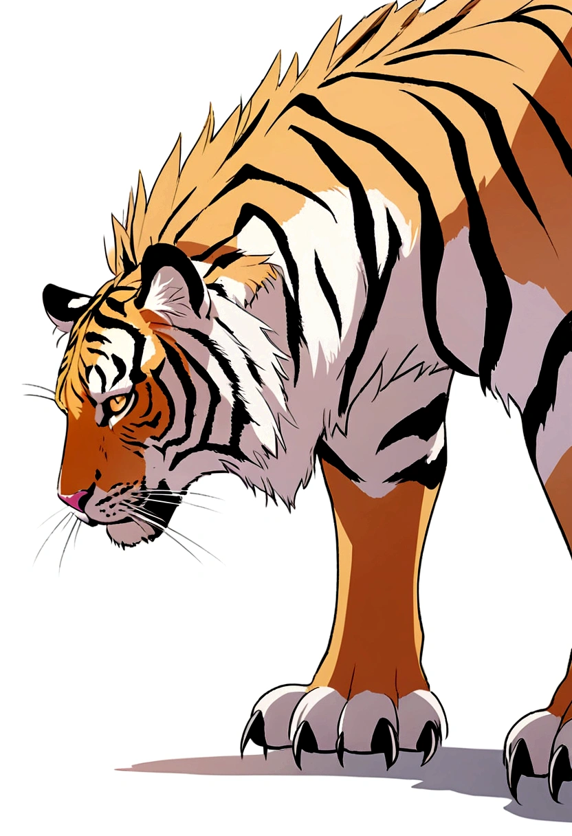 Quadrupedal animals、liger、Full body illustration、White background