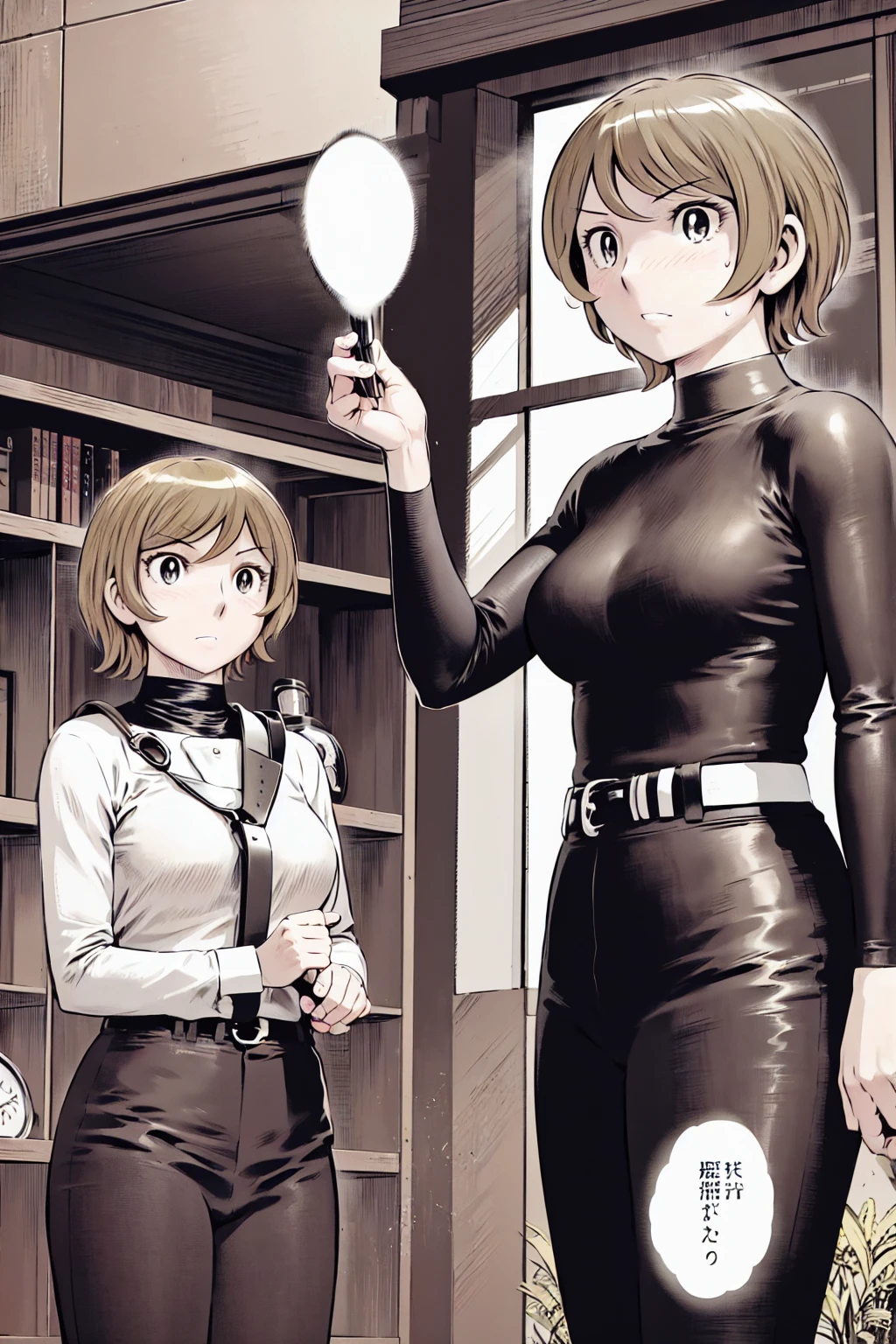 (野球uniform:1.2),
Blonde, (short hair:1.2),Long sleeve, Black Shirt, turtleneck,White trousers、uniform、Black belt、((Illustration of a person))、big 、
View your viewers,, (Highest quality:1.3),One Girl, White pants、uniform、Outdoor、baseball ground、ground、soil、blue eyes、Tight black shirt、(masterpiece、Highest quality)、Highest quality, Ultra-high resolution, (((masterpiece))), alone, Sweat、big eyes、big Breasts、One Girl, Front view、Embarrassed face、Bronze colored hair、((short hair))、Stand up straight、Cowboy Shot