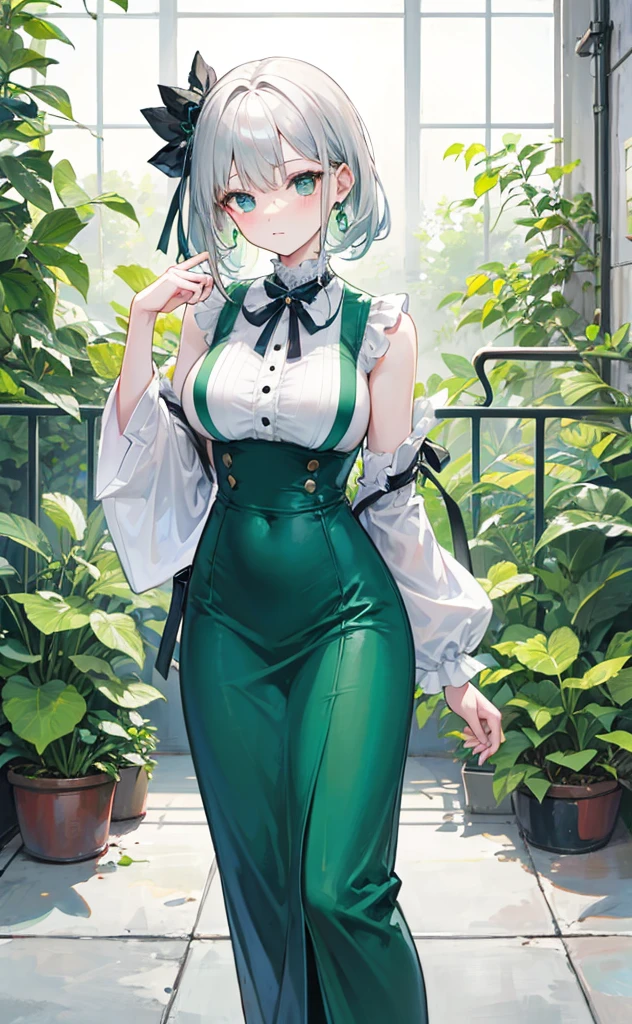 Silver and light green color,Tall,Grandma's delicate and beautiful dress,Youthful Beautiful Girl,Pink decoration,Clarity,Soft and glossy,Fluorescent light,Very quiet