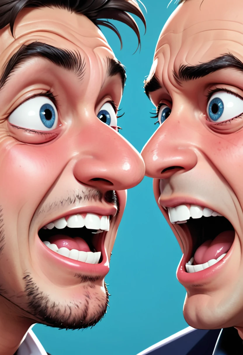 mad man laughing with half his face crying with the other halfcloseup of face