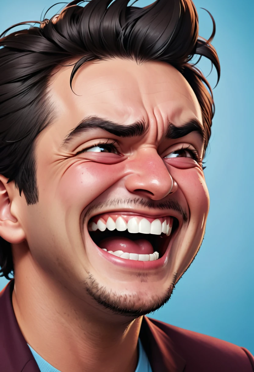 mad man laughing with half his face crying with the other halfcloseup of face