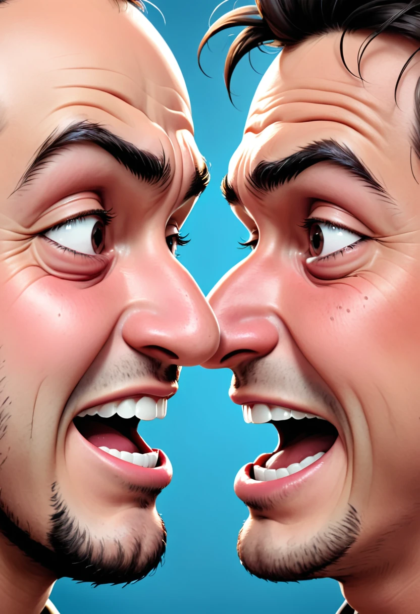 mad man laughing with half his face crying with the other halfcloseup of face