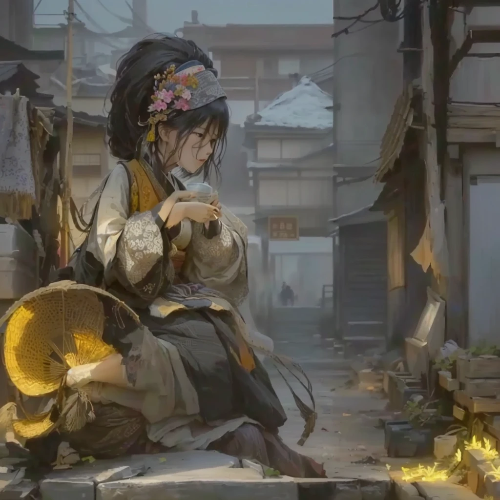 Anime-style image of a woman sitting on a bench holding a glass ball, artwork in the style of Gwaiz, Gwaiz, Zerochan Art, Created by Anime Painter Studio, Gwaiz on pixiv artstation, Digital art on pixiv, Advanced Digital Animation Art”, Painted in an anime artist's studio, Gwaiz on artstation pixiv1. Scenery and Cityscape in the Early Meiji Era
After the Meiji Restoration, Japan underwent rapid modernization and civilization. Consequently, many changes and reforms occurred. Below is a detailed explanation of the scenery, appearance of the poor, occupations, and cityscapes in the early Meiji period (1868 to the early 1880s).
2. Appearance of the Poor
Life for the impoverished and lower classes remained harsh. In particular, in urban areas, people migrated from rural areas or unemployed artisans gathered, intensifying competition in the labor market. Many of them struggled with poverty, often residing in slums or around temples.
3. Occupations
Meiji early Japan witnessed a diversification of occupations. Traditional agriculture and handicrafts were accompanied by the rise of modern industry and commerce. Particularly in urban areas, factory workers, shop clerks, and transporters increased, giving rise to new professions. However, many in these occupations endured harsh working conditions.
4. Influence of Civilization and Enlightenment
During the Meiji era, Western cultural influences spread rapidly. Changes in clothing, dietary habits, and the proliferation of Western-style architecture advanced, especially in urban areas. Conversely, this development posed a threat to traditional culture and lifestyles, resulting in societal upheaval and adaptation challenges.
5. Social Change and Policy Influence
While promoting modernization policies, the government also addressed poverty and social issues. Legislation for labor protection and charitable activities to aid the poor were implemented. Nevertheless, living conditions for the impoverished scarcely improved.
The early Meiji period marked a rapid transformation in Japan, with complex social landscapes involving challenges