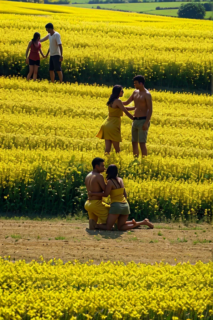 Couple fucking in mustard field 
