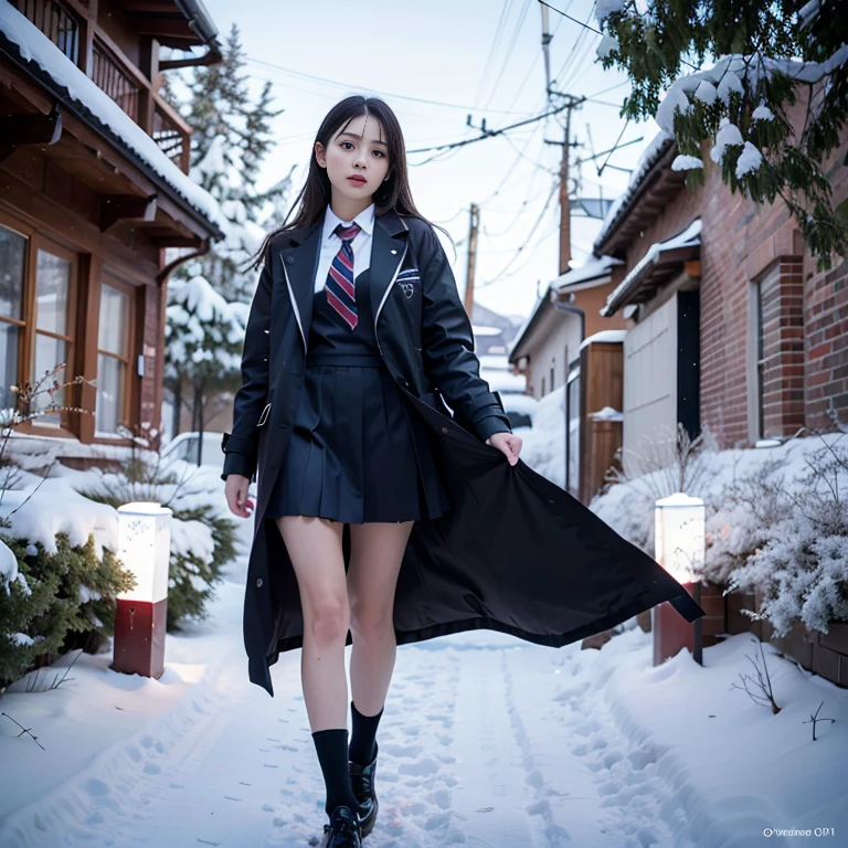 ExtremelyDetailed KAWAII SchoolGirls standing in (Sparkling snow dust), Stunning detailed eyes with (Sparkling Highlights:1.28), beautiful detailed lips, extremely detailed eyes and face, double eyelids with Detailed Long Eyelash, rosy cheeks, Radiant PearlSkin with Transparency, detailed snow fairys in (School Uniform with Coat), (glowing snowflakes:1.32), intricate snowy background, ethereal and magical lighting, cinematic composition, (best quality,4k,8k,highres,masterpiece:1.2),ultra-detailed,(realistic,photorealistic,photo-realistic:1.37) (FullBody:1.28) (exposed:0.33)