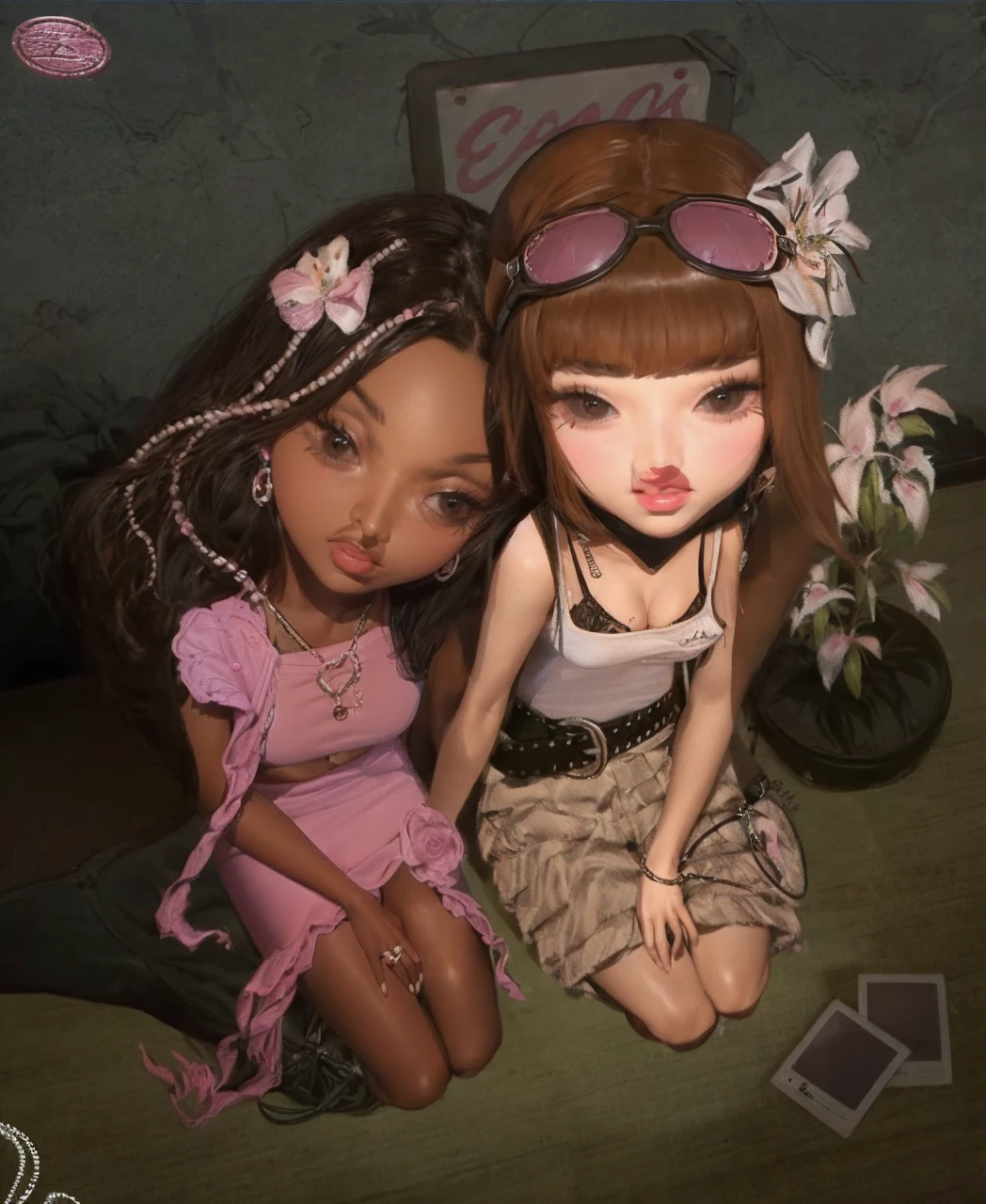 short black hair, with slightly messy bangs. Dark, penetrating brown eyes. Thin and marked build. She wears torn black shorts, blue tennis shoes, and a pink navel blouse with straps. He has an axe in his right hand and a backpack on his back. Busty.