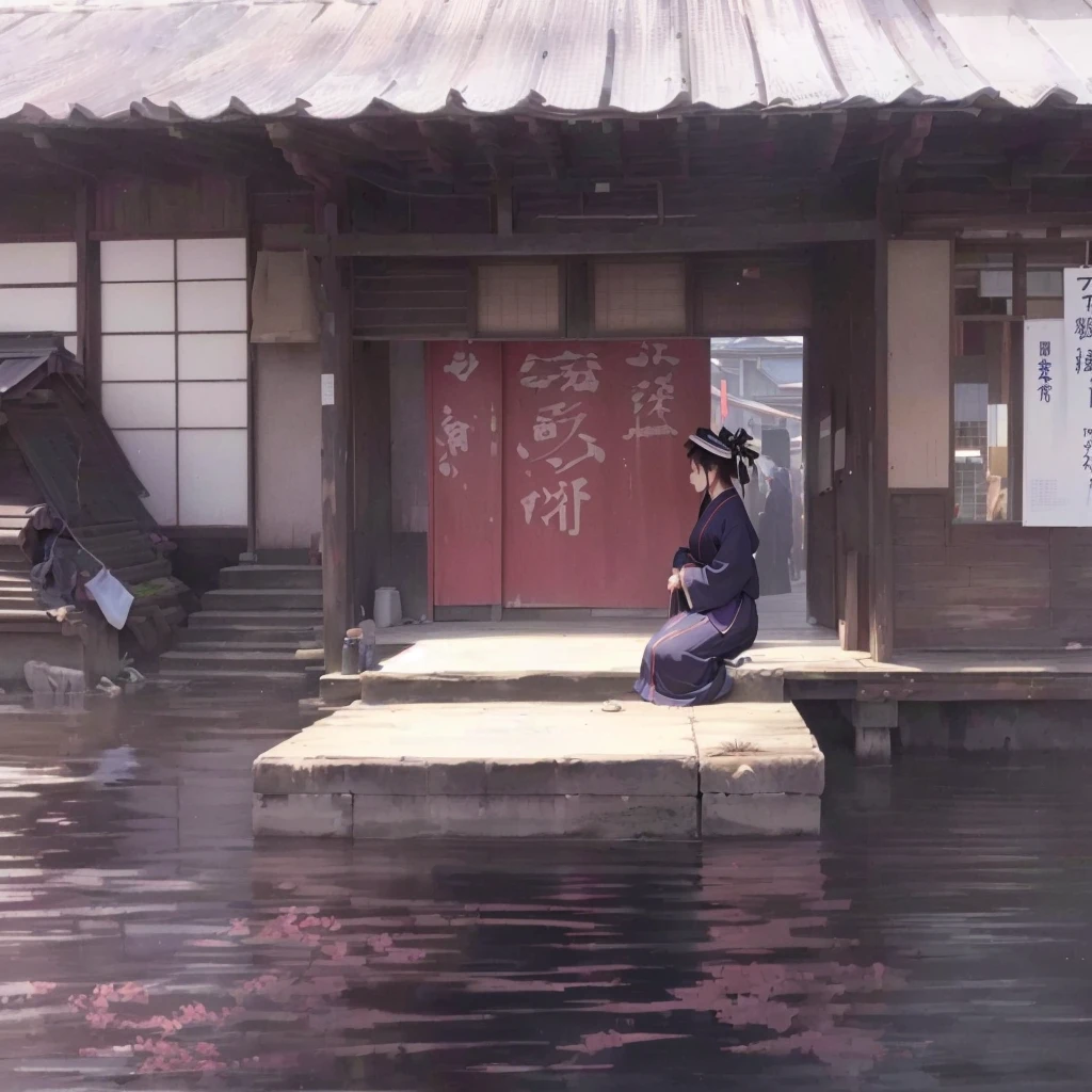 There is a woman sitting on a platform in the water, Xin Haicheng, Anime girl walking on water, artwork in the style of Gwaiz, Anime Scene, by Kamisaka Sekka, beautiful Anime Scene, Gwaiz, Singey, Painted in an anime artist's studio, Created by Anime Painter Studio 1. Scenery and Cityscape in the Early Meiji Era
After the Meiji Restoration, Japan underwent rapid modernization and civilization. Consequently, many changes and reforms occurred. Below is a detailed explanation of the scenery, appearance of the poor, occupations, and cityscapes in the early Meiji period (1868 to the early 1880s).
2. Appearance of the Poor
Life for the impoverished and lower classes remained harsh. In particular, in urban areas, people migrated from rural areas or unemployed artisans gathered, intensifying competition in the labor market. Many of them struggled with poverty, often residing in slums or around temples.
3. Occupations
Meiji early Japan witnessed a diversification of occupations. Traditional agriculture and handicrafts were accompanied by the rise of modern industry and commerce. Particularly in urban areas, factory workers, shop clerks, and transporters increased, giving rise to new professions. However, many in these occupations endured harsh working conditions.
4. Influence of Civilization and Enlightenment
During the Meiji era, Western cultural influences spread rapidly. Changes in clothing, dietary habits, and the proliferation of Western-style architecture advanced, especially in urban areas. Conversely, this development posed a threat to traditional culture and lifestyles, resulting in societal upheaval and adaptation challenges.
5. Social Change and Policy Influence
While promoting modernization policies, the government also addressed poverty and social issues. Legislation for labor protection and charitable activities to aid the poor were implemented. Nevertheless, living conditions for the impoverished scarcely improved.
The early Meiji period marked a rapid transformation in Japan, with complex social landscapes involving challenges faced by the poor and labo