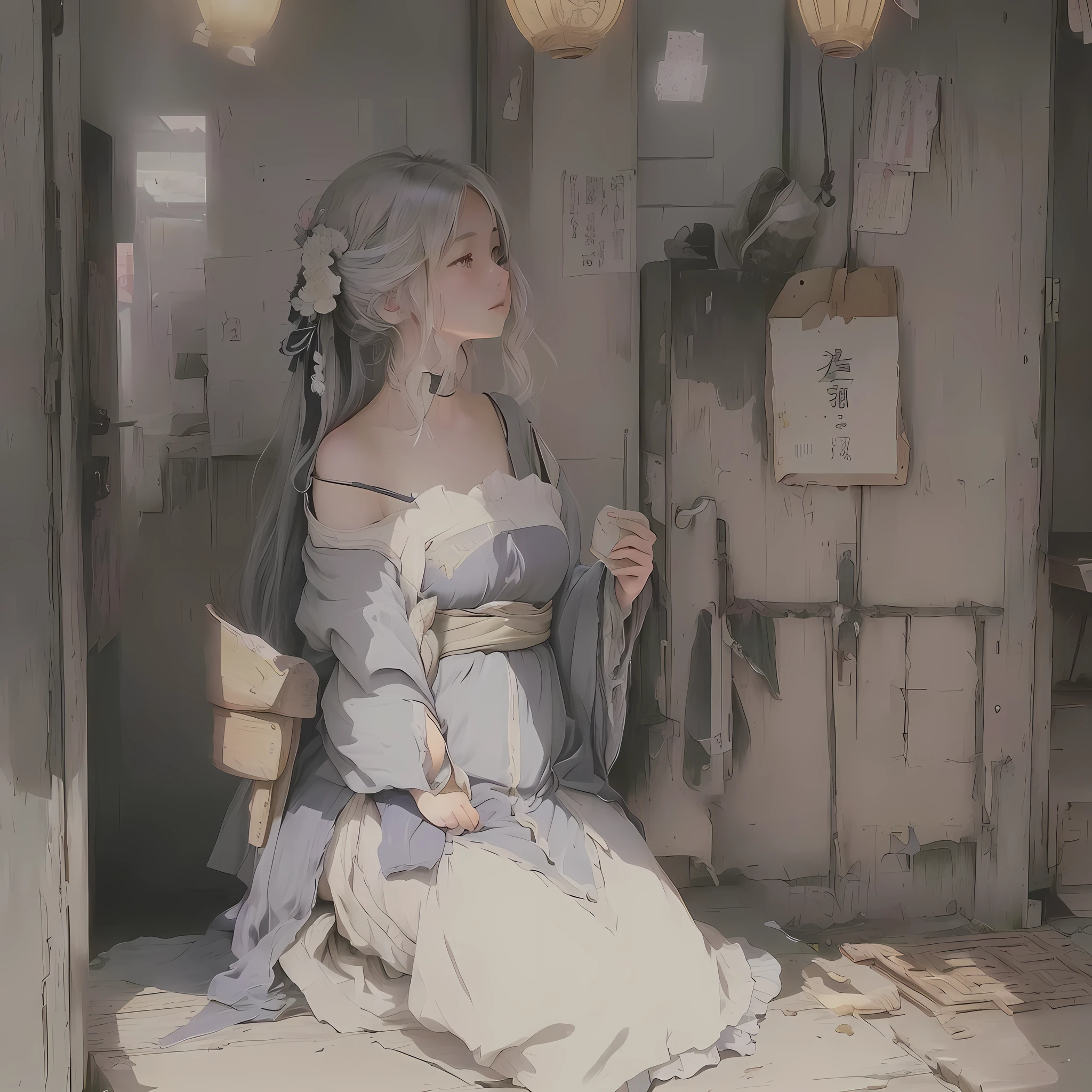 There is a picture of a woman sitting on a bed, Gwaiz, painted in anime painter studio, made with anime painter studio, artwork in the style of Gwaiz, Gwaiz on pixiv artstation, Gwaiz masterpiece, Gwaiz on artstation pixiv, Zerochan Art, Digital art on pixiv, anime. Soft lighting 1. Scenery and Cityscape in the Early Meiji Era
After the Meiji Restoration, Japan underwent rapid modernization and civilization. Consequently, many changes and reforms occurred. Below is a detailed explanation of the scenery, appearance of the poor, occupations, and cityscapes in the early Meiji period (1868 to the early 1880s).

2. Appearance of the Poor
Life for the impoverished and lower classes remained harsh. In particular, in urban areas, people migrated from rural areas or unemployed artisans gathered, intensifying competition in the labor market. Many of them struggled with poverty, often residing in slums or around temples.

3. Occupations
Meiji early Japan witnessed a diversification of occupations. Traditional agriculture and handicrafts were accompanied by the rise of modern industry and commerce. Particularly in urban areas, factory workers, shop clerks, and transporters increased, giving rise to new professions. However, many in these occupations endured harsh working conditions.

4. Influence of Civilization and Enlightenment
During the Meiji era, Western cultural influences spread rapidly. Changes in clothing, dietary habits, and the proliferation of Western-style architecture advanced, especially in urban areas. Conversely, this development posed a threat to traditional culture and lifestyles, resulting in societal upheaval and adaptation challenges.

5. Social Change and Policy Influence
While promoting modernization policies, the government also addressed poverty and social issues. Legislation for labor protection and charitable activities to aid the poor were implemented. Nevertheless, living conditions for the impoverished scarcely improved.

The early Meiji period marked a rapid transformation in Japan, with complex soci