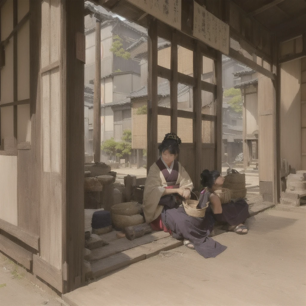 masterpiece, best quality, (extremely detailed CG unity 8k wallpaper), (best quality), (best illustration), (best shadow), absurdres, realistic lighting, (Abyss), beautiful detailed glow, art by PeterMohrBacher,1. Scenery and Cityscape in the Early Meiji Era
After the Meiji Restoration, Japan underwent rapid modernization and civilization. Consequently, many changes and reforms occurred. Below is a detailed explanation of the scenery, appearance of the poor, occupations, and cityscapes in the early Meiji period (1868 to the early 1880s).
2. Appearance of the Poor
Life for the impoverished and lower classes remained harsh. In particular, in urban areas, people migrated from rural areas or unemployed artisans gathered, intensifying competition in the labor market. Many of them struggled with poverty, often residing in slums or around temples.
3. Occupations
Meiji early Japan witnessed a diversification of occupations. Traditional agriculture and handicrafts were accompanied by the rise of modern industry and commerce. Particularly in urban areas, factory workers, shop clerks, and transporters increased, giving rise to new professions. However, many in these occupations endured harsh working conditions.
4. Influence of Civilization and Enlightenment
During the Meiji era, Western cultural influences spread rapidly. Changes in clothing, dietary habits, and the proliferation of Western-style architecture advanced, especially in urban areas. Conversely, this development posed a threat to traditional culture and lifestyles, resulting in societal upheaval and adaptation challenges.
5. Social Change and Policy Influence
While promoting modernization policies, the government also addressed poverty and social issues. Legislation for labor protection and charitable activities to aid the poor were implemented. Nevertheless, living conditions for the impoverished scarcely improved.
The early Meiji period marked a rapid transformation in Japan, with complex social landscapes i