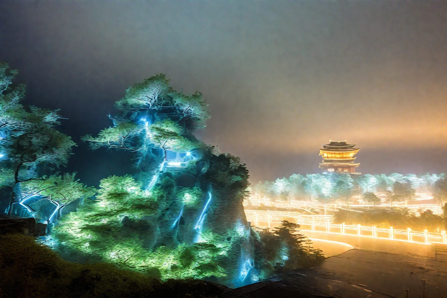 architecture,Tree,Sea of Clouds,illumination,风illumination片,Overlooking,Big scene,RAW,uhd,8K,Detailed Details,Best quality,Perfect color matching,Sense of atmosphere,Masterpieces shot by international photography masters,National Geographic Photography Award Winners