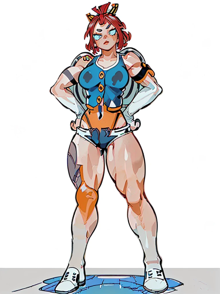 ((My Hero Academia Style)), (Simple background), ((1girl)), (((High resolution)))), ((solo)), (white backgrounid:1.3), (((A strong and confident girl))), ((((Ragatha)))), (((The Amazing Digital Circus))), (((is wearing boxing gloves black and flexing her biceps))), ((((she wears black sports bra and shorts)))), (((the biceps on her arms are flexed))), ((((Her lips are slightly parted)))), ((((wearing boxing gloves black)))), ((((flexing her biceps)))), ((((perfect anatomy)))), ((((perfect hands)))), ((((perfect face)))), ((((super detailed)))), ((((photo of full body:1.5)))), ((((wide thighs)))), ((((toned thighs)))), ((((wide hips)))), ((((toned hips)))), ((((toned calves)))), ((((Marked muscles)))), ((((toned body)))), ((((Abs)))), ((((marked abdomen)))), ((((exposed abdomen)))), ((((Bare legs)))), ((((ragdoll skin)))), ((((ragdoll seams)))), ((((ragdoll body)))), ((((redhead curls))), (((curls))), (((redhead))), (((blue button right patch))), (((right button patch))), (((blue right patch))), ((((blue button patch))), (((patch))), ((blue button)), (((sexy posture))), (((medium breasts))), (((broad shoulders))), (((Amazon body))),
