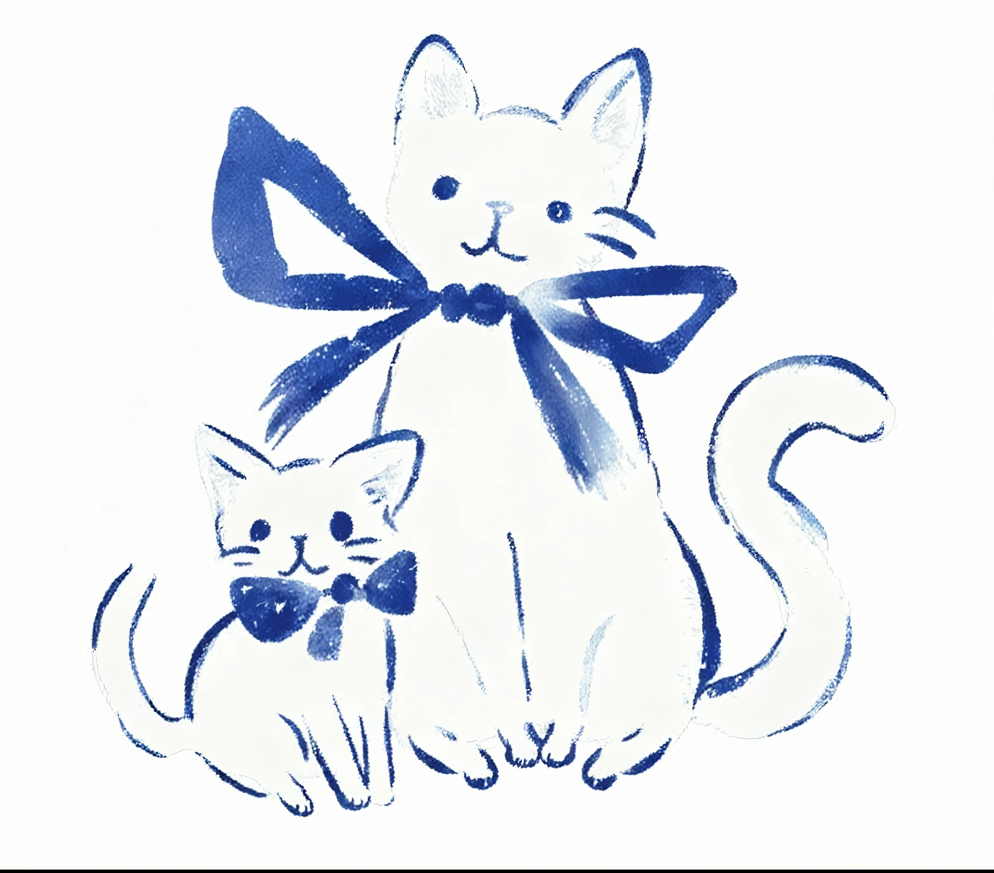 there are two Cat sitting next to each other with a bow tie, illustration of 2 Cat, two Cat, Cat, 一只Cat的插图, Cat设计, cute Cat, Cat , 拟人Cat, 小Cat, meeting of the Cat, By Maki Shira, author：Yunguo Dongyan, CatCatCat, author：Sugimura Jihei