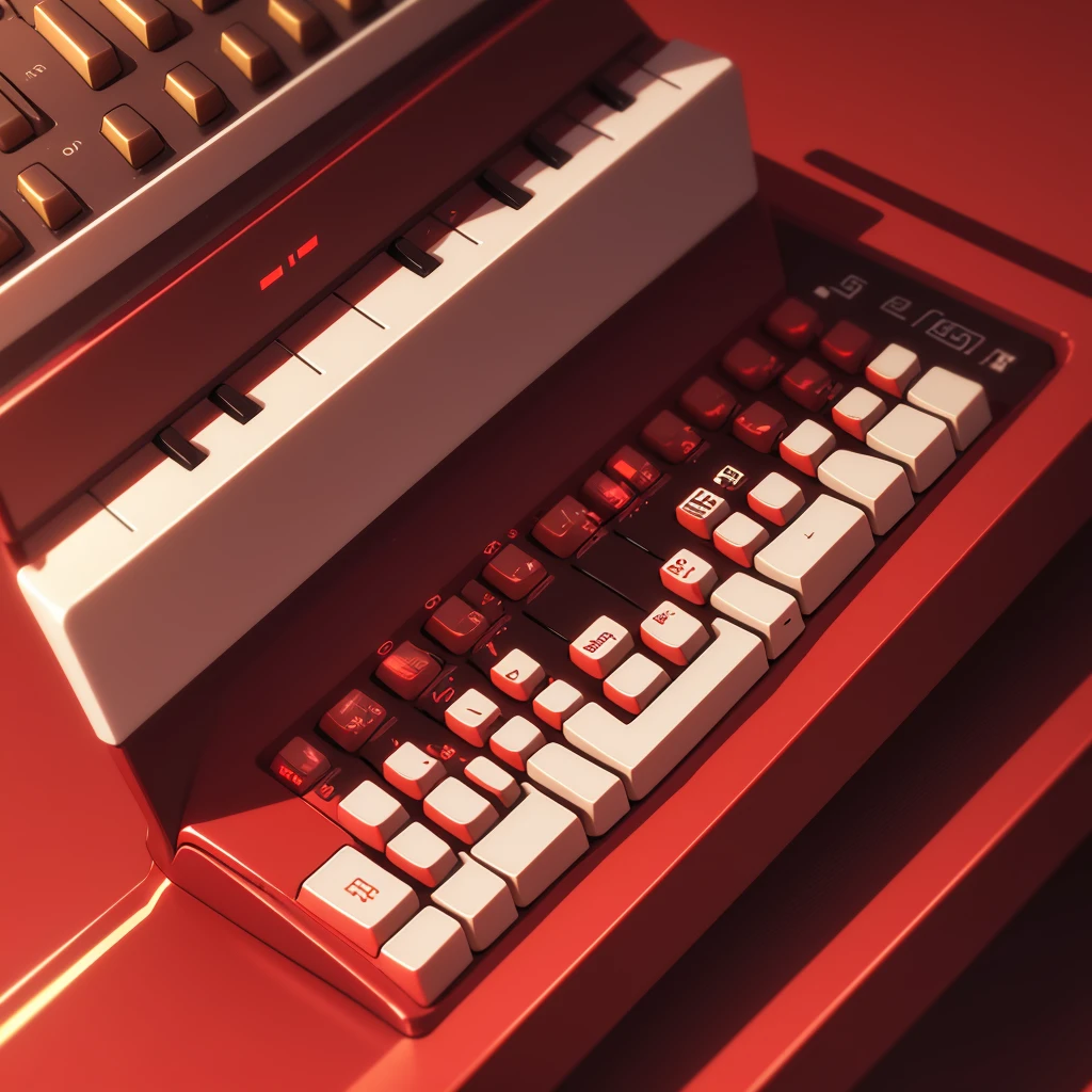 MUSICAL EXPRESSO SUL 3D design MUSIC bright red color and shiny gold design keyboard