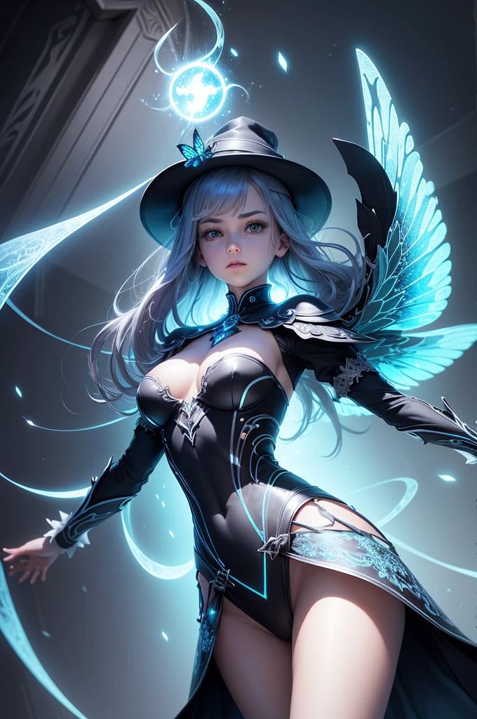 absurderes , hight resolution, ultra-detailliert, (1girl in:1.3), BREAK, Fantastic Dresses, Hats, BREAK, Light persona, Dark Persona, mind control, fractral, Full body, ceiling, Artistic background, Blue bioluminescence, Geometric, organics, blessings, favor, exalted, exalted, noble, unfolded, elucidation, Anti-gravity, Antimatter, Guardian Angel, holy, Sacred, spiritual, Dignified, Red bioluminescence, flower, Holographic wings, About Magic Circle, photons, butterfly, scales, Galaxy, Beak,