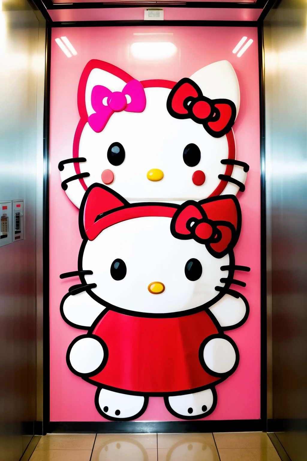 You can create a Hello Kitty in an elevator by holding a sign that says trendier