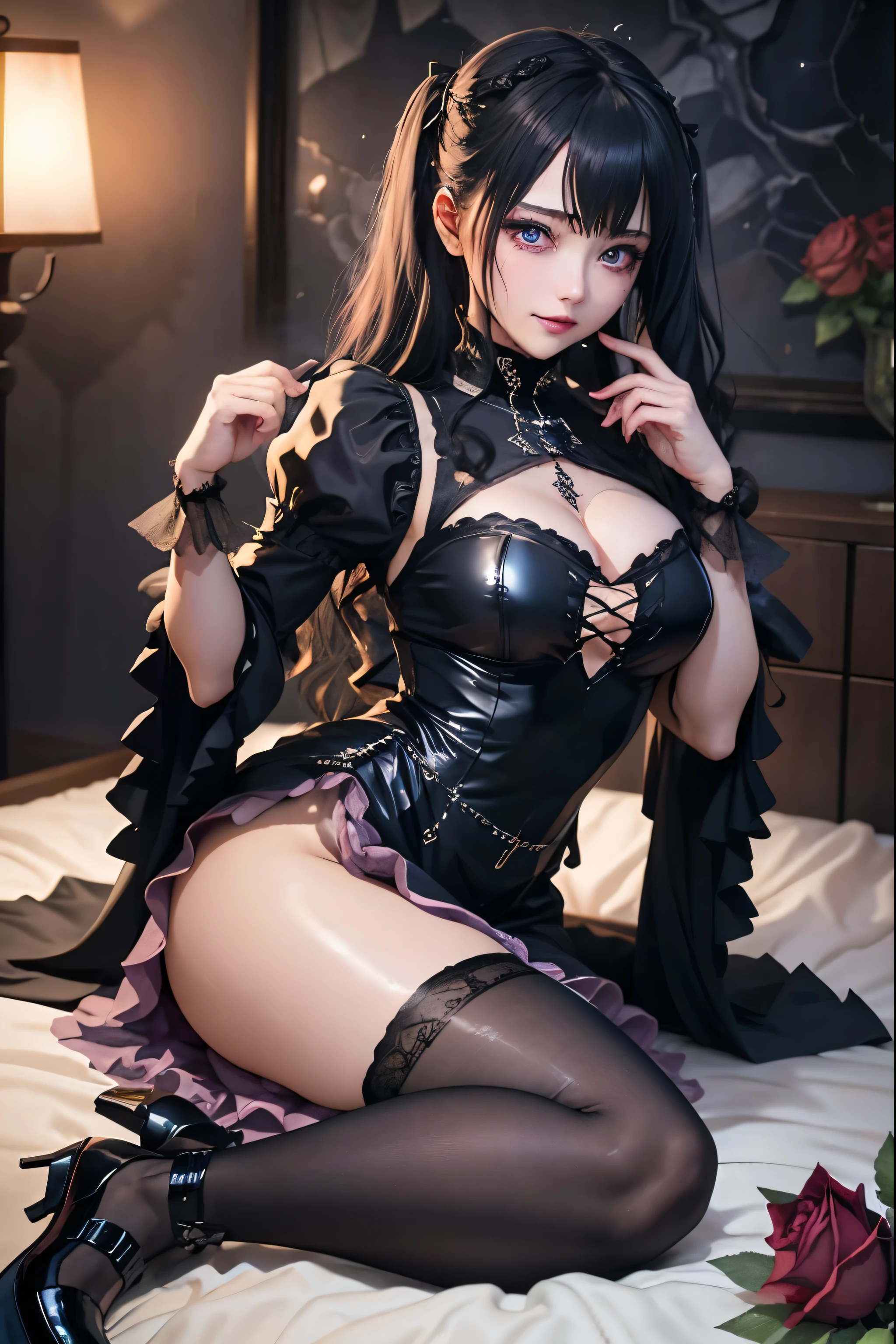 Hard Dark Gothic Makeup、Black dark eyeshadow、sad、Good skin radiance、Dark Gothicメイク、Dark smile、palace、The beauty of fragrance、24-years-old、Expression of intense sexual pleasure、Embarrassed look、Dark Gothic、Highest quality、Expression of sexual pleasure without pain、Drunk face、Purple maid outfit、Mysterious、noble、sexly、Loving smile、Twin tail hair、Right blue eye、Left eye is red、Super tempting pose、Platform Heel Shoes、Heavy makeup、Gothic ta clothes、Silver Hair、Long Hair Straight Hair、Cute Gothic Loliress、Beautiful Face、elegant features、Attractive face、Stained glass background、Chest glistening with sweat、The room is dark、goth long dress、Bell Sleeves、Wizard Sleeve、Decadent look、Sexually excited expression、Glossy thighs wet with water、Thighs that are wet and shiny with oil、Background of a room full of roses、sad expression、Rose Maiden、The embroidery is pink、The dress has pink embroidery.、Thigh-high socks、Knee-high socks、Gentle expression、Dark black eyeshadow、Stained glass and rose background、thighs are a little thin、Female Duo、Female couple、dark church background、Stained glass、Black metal world、Dark Castle、Dark Room、Slender body、gothic long dress、Victorian dress、Small breasts、Hold the wine in your right hand、Hold the lantern in your left hand、pantyhose、The bed is covered with roses、Her thighs are shining with sweat、My body is wet and shiny、Lots of glitter on the thighs、sweating、My thighs are sticky from sweating、Sweat glistening on my thighs、The whole body is sweaty and shiny、I sweated a lot.、My thighs are sweaty、Wet thighy thighs are shining with sweat、A lot of sweat glistening all over the body、Slender body、Put your head on the pillow、Sleeping on a bed、Beautiful legs、Stretching legs、Lie down in bed、Lie on your back in bed、
