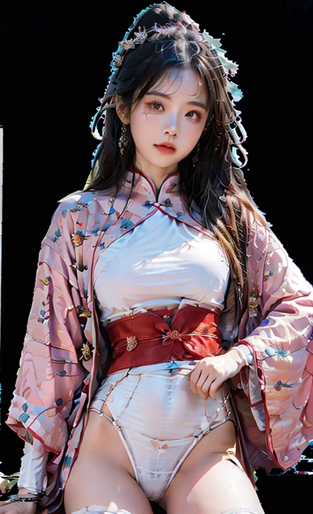  girlvn01, 1girl, hanfu, smile, Stunningly Beautiful girl, Haute_Couture, designer dress, wearing Haute_Couture, posing for a picture, fashion show, long shaped face, dark red eyes, sandy blonde side-wept hair, long hair, long ringlets, catwalk aesthetic, details, highest, amazing,