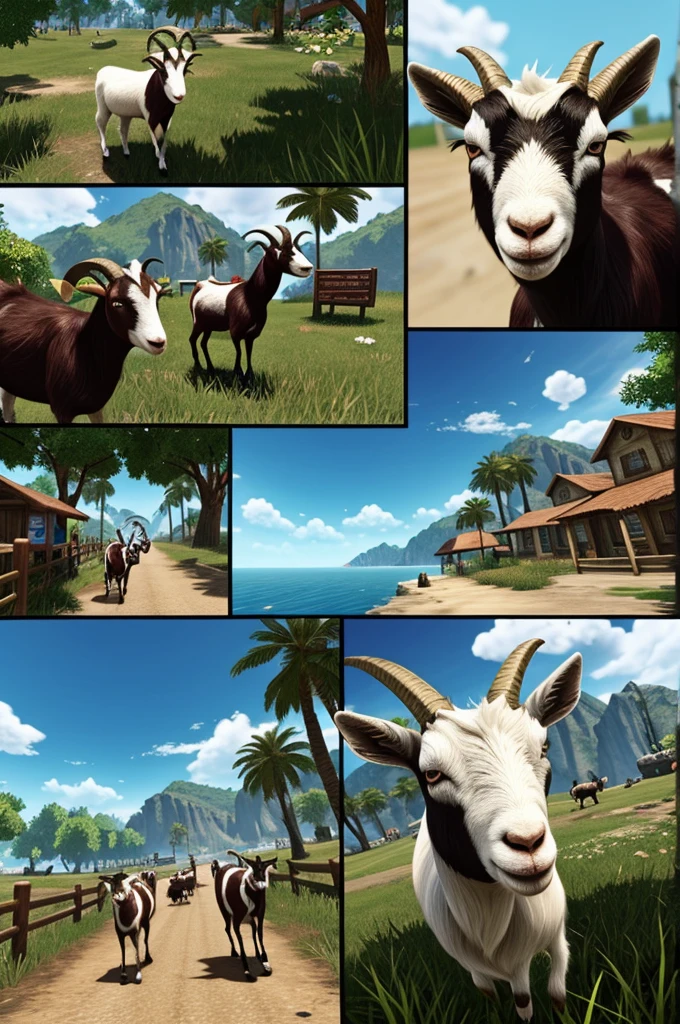 Generate a collage image of all Goat Simulator video games