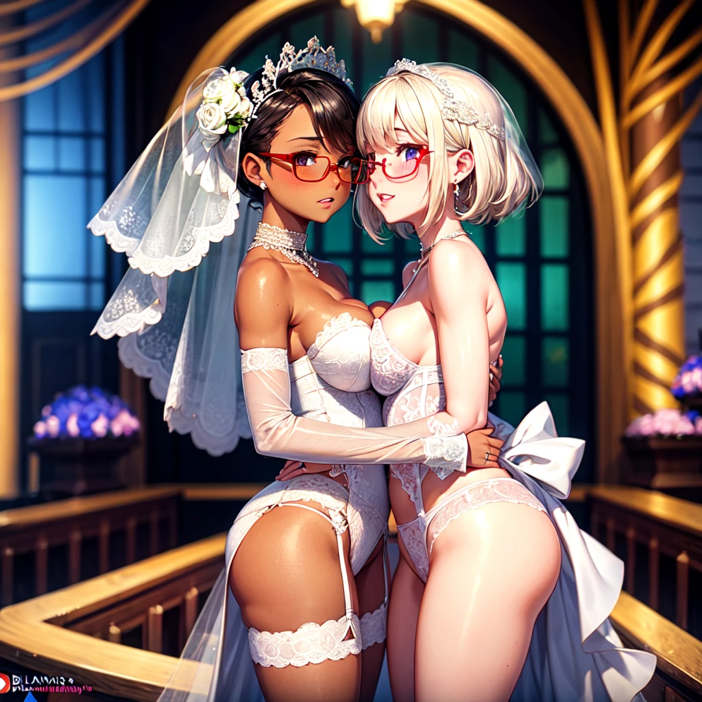  dark skins, orgams, sex, lingeries, wedding, wedding-lingeries, blushed, glasses, lesbians. brides.