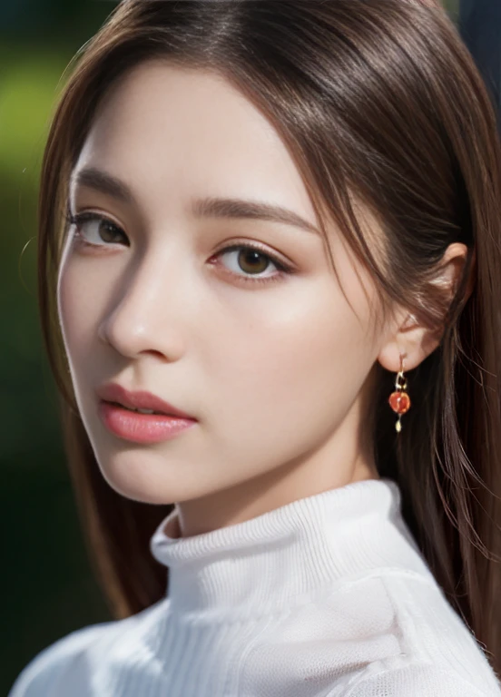 (female, 22 years old), (Huge tits:1.3), rose garden、many red roses on the background、 ((Shaking hands with viewers)), (masterpiece: 1.3), (highest resolution: 1.4), (Ultra HD: 1.2), Cinematic lighting, Ultra HD, (Detailed eyes and skin), (Detailed facial features), nffsw, 8k resolution, perfect style, Beautiful face、Highly detailed facial and skin textures、Detailed eyes、Double eyelids、(Dark eyeshadow and eyeliner:1.2)、Thin cheeks、(White and bright skin:1.5)、shiny earrings,Red Rouge:1.2、glossy lips:1.2、((Full body shot:1.2))、((From a distance, very close:1.2))、((Navy high neck knit dress))、high-heels、(layered hairstyle、brown hair)、medium length hair、(Ask for a kiss.:1.2)