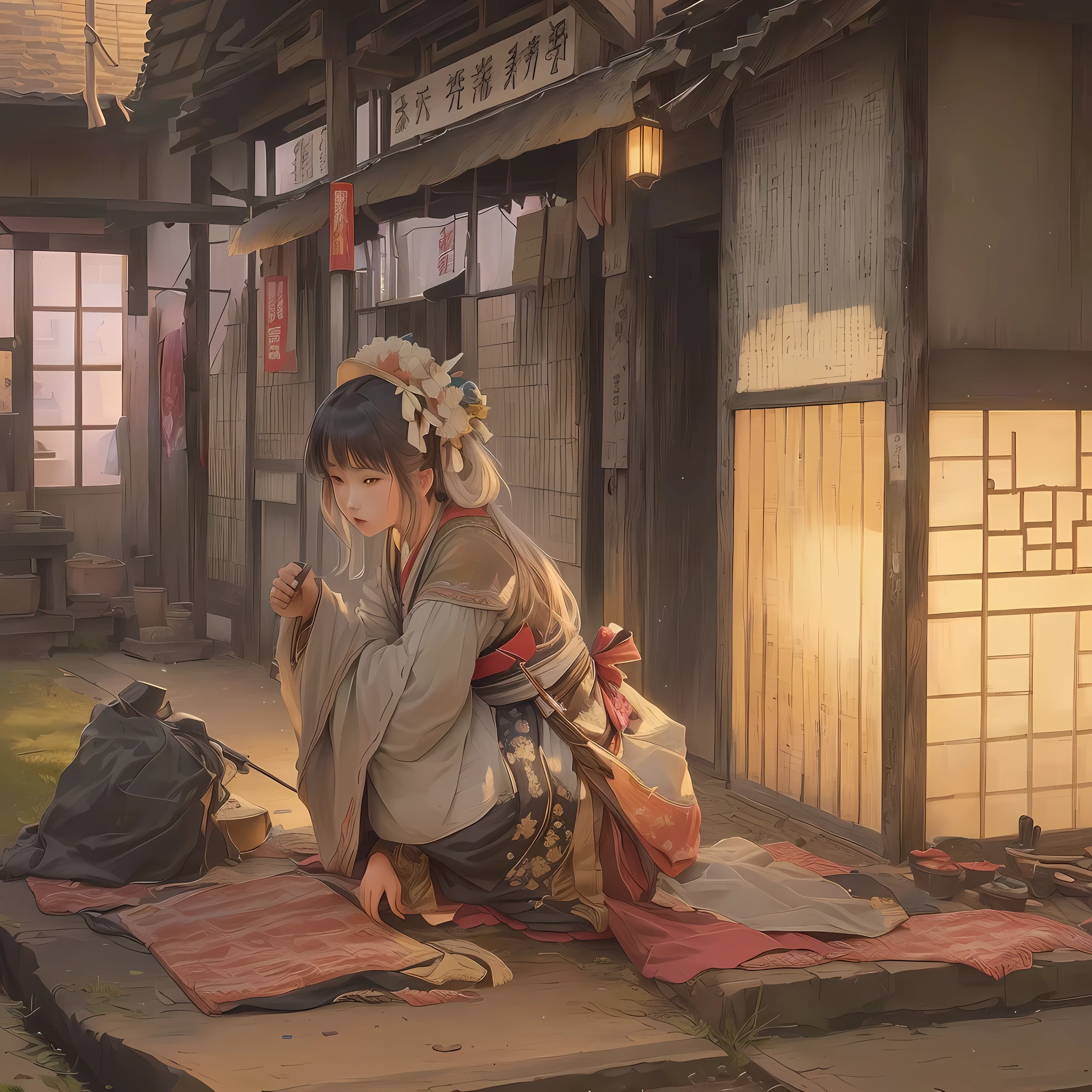 Anime scene of a woman kneeling on a bed holding a knife, Gwaiz on ピクシブ artstation, Gwaiz on artstation ピクシブ, by Shimo, Gwaiz, digital art on pixiv, Pixiv contest winner, At Pixiv, Anime girl crouching, Zerochan Art, pixiv 1. Scenery and Cityscape in the Early Meiji Era
After the Meiji Restoration, Japan underwent rapid modernization and civilization. Consequently, many changes and reforms occurred. Below is a detailed explanation of the scenery, appearance of the poor, occupations, and cityscapes in the early Meiji period (1868 to the early 1880s).
2. Appearance of the Poor
Life for the impoverished and lower classes remained harsh. In particular, in urban areas, people migrated from rural areas or unemployed artisans gathered, intensifying competition in the labor market. Many of them struggled with poverty, often residing in slums or around temples.
3. Occupations
Meiji early Japan witnessed a diversification of occupations. Traditional agriculture and handicrafts were accompanied by the rise of modern industry and commerce. Particularly in urban areas, factory workers, shop clerks, and transporters increased, giving rise to new professions. However, many in these occupations endured harsh working conditions.
4. Influence of Civilization and Enlightenment
During the Meiji era, Western cultural influences spread rapidly. Changes in clothing, dietary habits, and the proliferation of Western-style architecture advanced, especially in urban areas. Conversely, this development posed a threat to traditional culture and lifestyles, resulting in societal upheaval and adaptation challenges.
5. Social Change and Policy Influence
While promoting modernization policies, the government also addressed poverty and social issues. Legislation for labor protection and charitable activities to aid the poor were implemented. Nevertheless, living conditions for the impoverished scarcely improved.
The early Meiji period marked a rapid transformation in Japan, with complex social landscapes involving challenges faced by the p