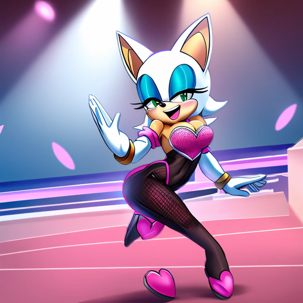 Rouge  dancing and laughs Black bodystocking . Sonic 
