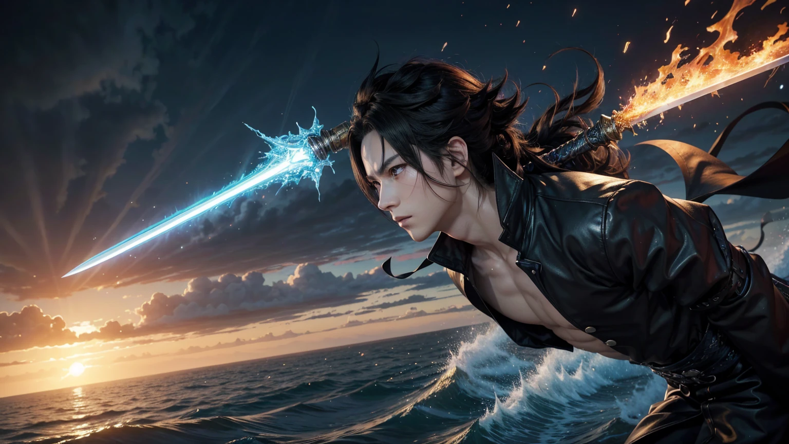 epic composition, very extremely beautiful, Japanese paper earrings, Anime character with a sword on fire and water background, mist, Cute guy in Demon slayer art, Demon slayer Art Style, demon slayer rui fanart, 坏蛋动漫8 K, Demon slayer, Anime main art, 4k manga wallpapers, Kimetsu no Yaiba, anime wallpaper, Ultra Transparent, ultra detaild, very extremely beautiful, epic anime art, 8K Anime Art Wallpapers, Local art
