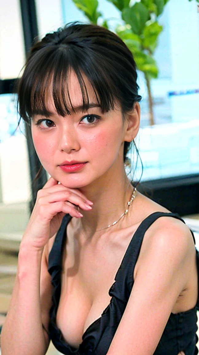 (8k、RAW Photos、highest quality、masterpiece:1.2)、(Realistic、Realistic)、1 Japanese girl、(((30 Years Old)))、(Short hair)、((Black Hair))、((Naked))、((Petite Woman))、(((Huge Breasts)))、skeletally correct、((small eyes))