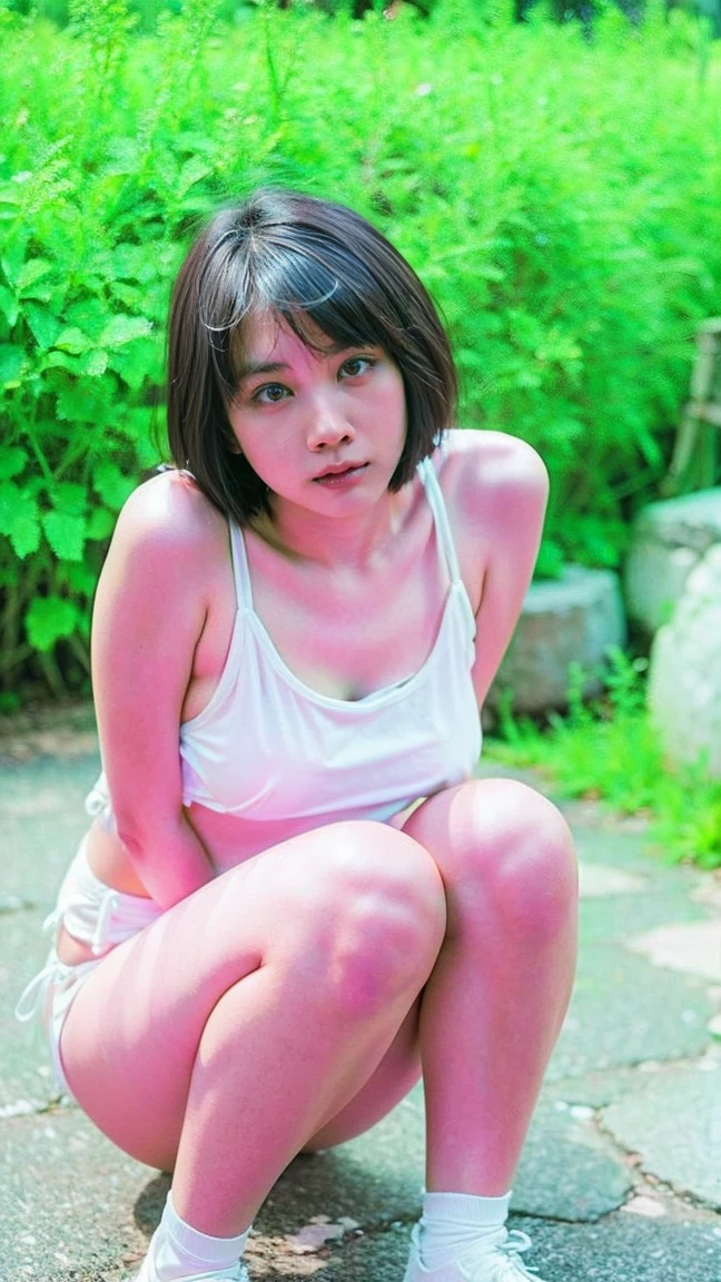(8k、RAW Photos、highest quality、masterpiece:1.2)、(Realistic、Realistic)、1 Japanese girl、(((30 Years Old)))、(Short hair)、((Black Hair))、((White bikini))、((Huge Breasts))、((Petite Woman))、skeletally correct