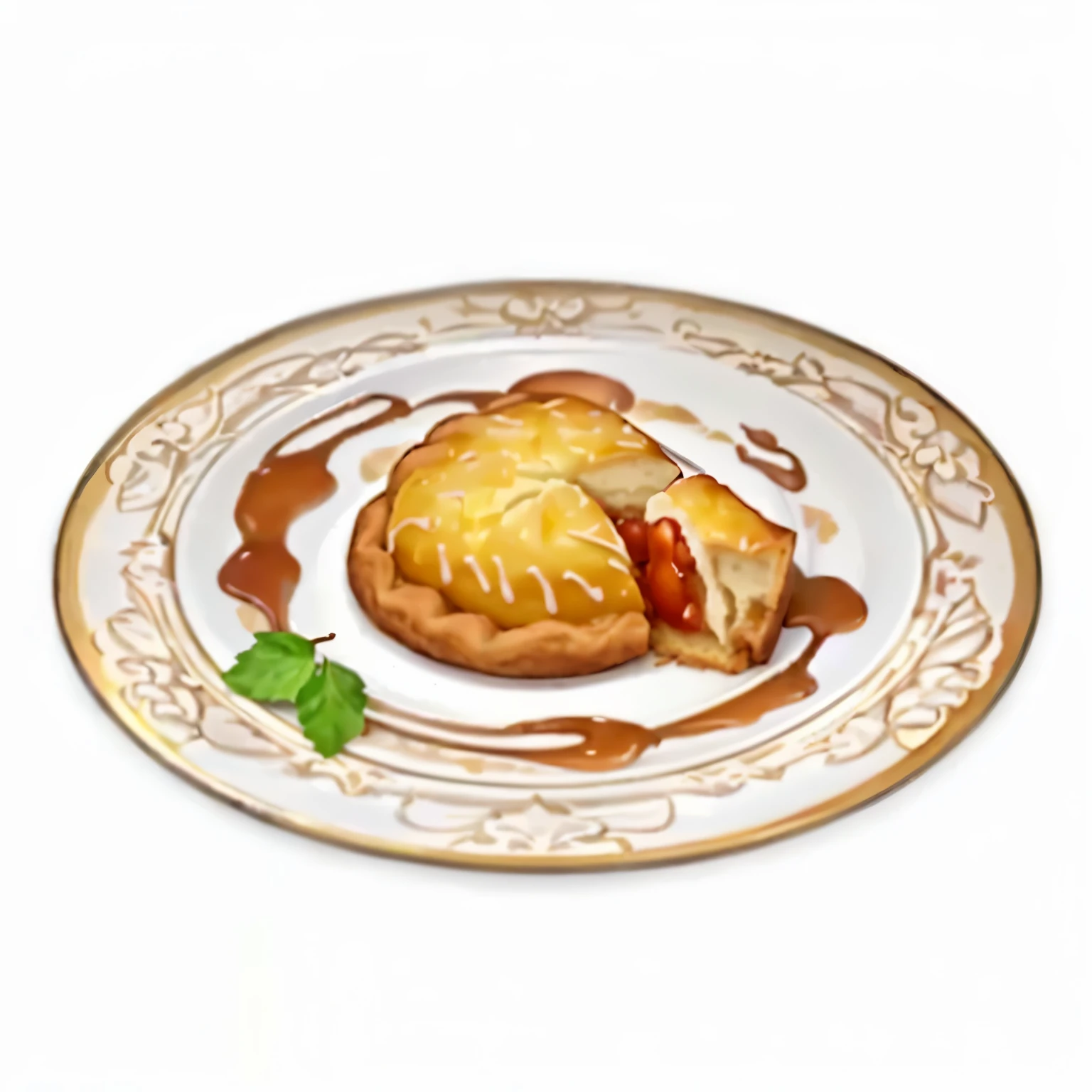 a close up of a plate with a pastry on it, pastry, Pastel, serve on a plate, pastry, Anime Food, ❤🔥🍄🌪, Apple Pie, Offer a plate of food, delicious, detailed!!, Fan Favorites, New in France, Uminoko, thing, Fantasy food, ✨🕌🌙, vanilla, Red clay