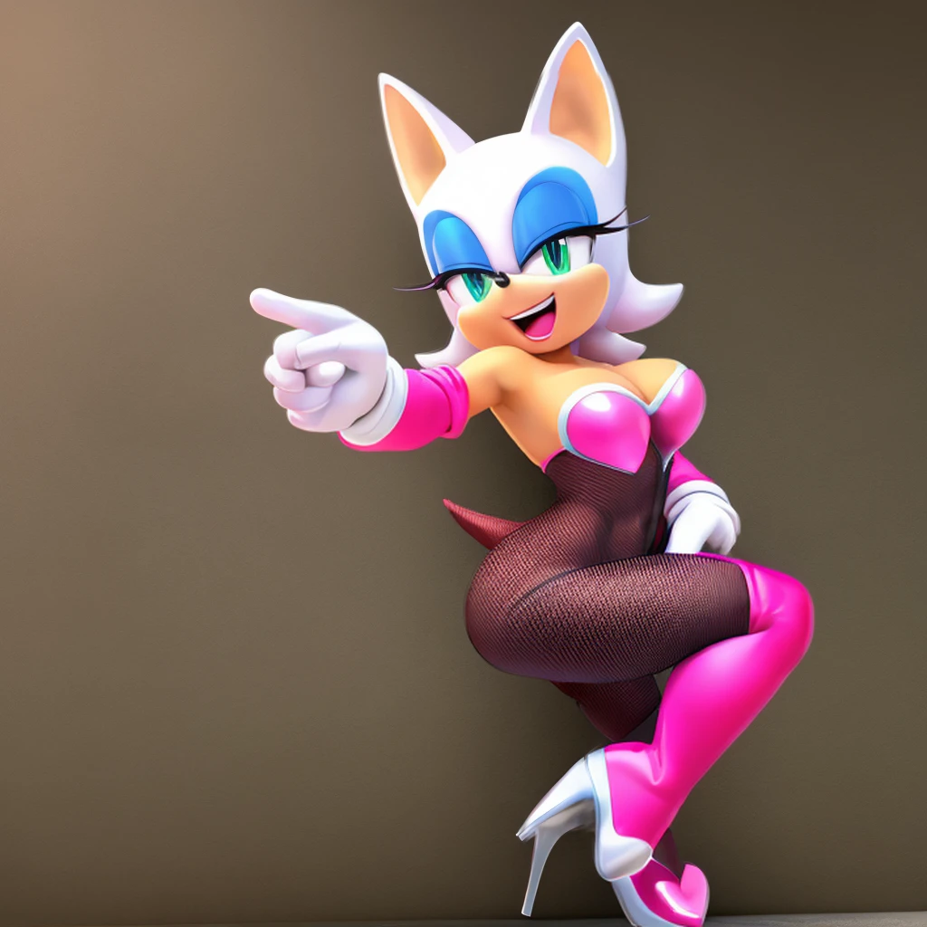 Rouge dancing and laughs Black bodystocking . Sonic