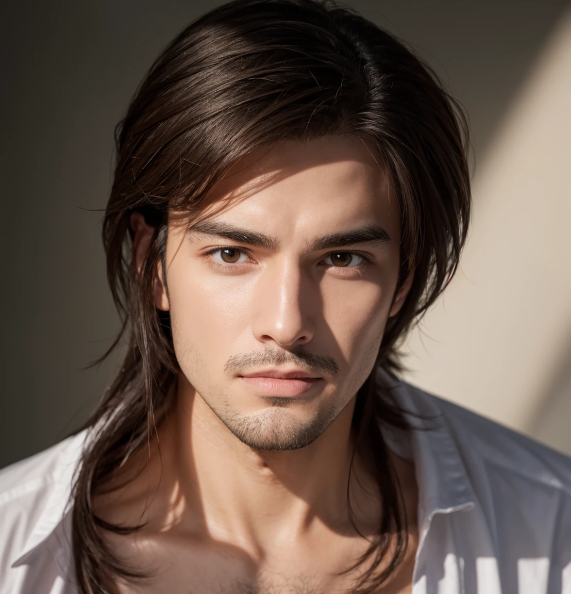 Male face without facial hair, Lisa's way, defined and handsome features, no deformities, defined lips and eyes