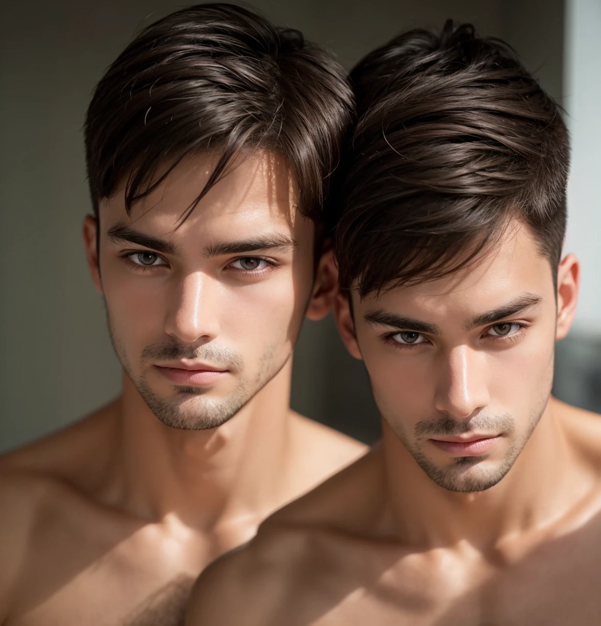 Male face without facial hair, Lisa's way, defined and handsome features, no deformities, defined lips and eyes