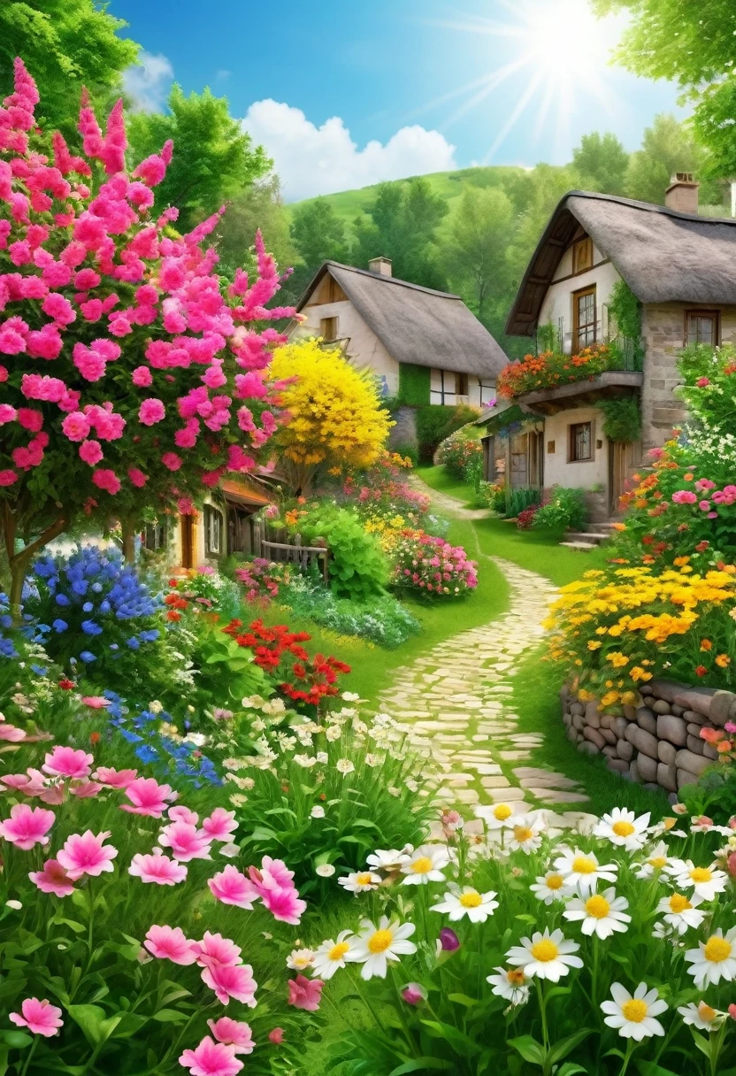 Natural image with village flower background. Natural Beauty. Flower Beauty. 3d.