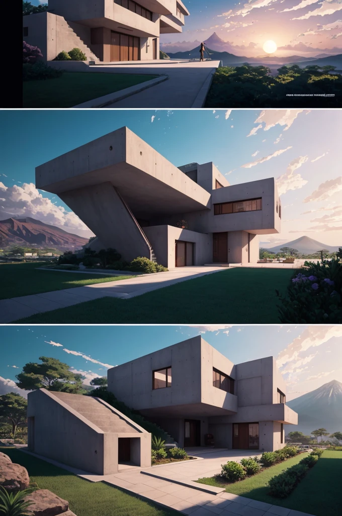 anime (best-quality:0.8), (best-quality:0.8), perfect anime illustration, we've been trying to reach you about your cars extended warranty, An illustration in collage style, with giant boulders, brutalist building sections, terraces, stairs, cacti, agave, concrete texture, multiple geometric shapes, hatch and cross hatching, planet saturn, volcano, moon, Luis Barragán's architectural style build, milky way galaxy, violet, one motorcycle, An illustration in collage style, with giant boulders, brutalist building sections, stairs, cacti, agave, concrete texture, multiple geometric shapes, hatch and cross hatching, planet saturn, volcano, moon, Luis Barragán's architectural style build, reflective pool, terraces. An elegant and modern build, in top of big boulders, with terraces, materials concrete, wood, steel and crystal, various gardens with tropical vegetation, cacti and rocks, stairs, a pool. In middle of sea, a big wave near, sunset, mountains and a volcano in the horizont, cute islands around, illustration format, cute color palette, detailed, masterpiece, award-winning work A 1999 Nissan GTR in Tron form r34 horizonte Lamborghini under a pink and purple sky, an anime drawing by Makoto Shinkai, trending on pixiv, magical realism, beautiful anime scene, cosmic skies. by makoto shinkai, ( ( makoto shinkai ) ), by makoto shinkai, anime background art, style of makoto shinkai
