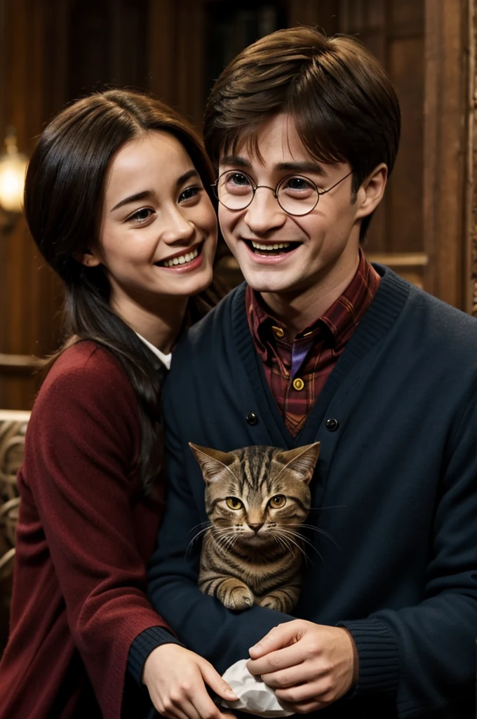 Mark asked about Harry Potter stories and they laughed about their playful cat, Coco.