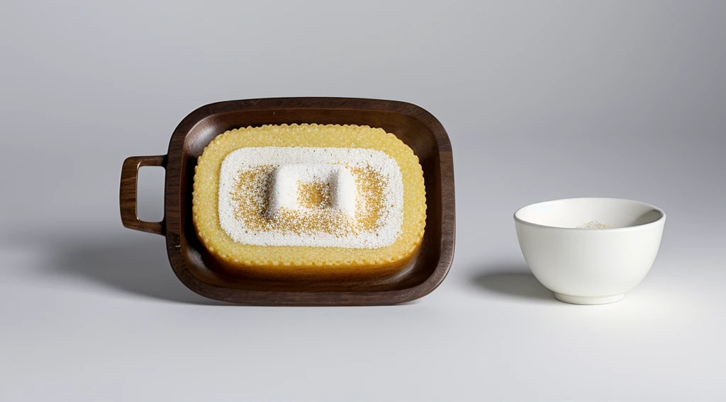 Injeolmi, a Korean rice cake(Rice cake with soybean powder), expressed realistically, white background