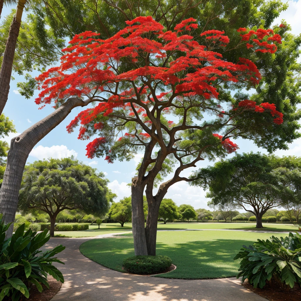 Beautiful red Royal poinciana tree