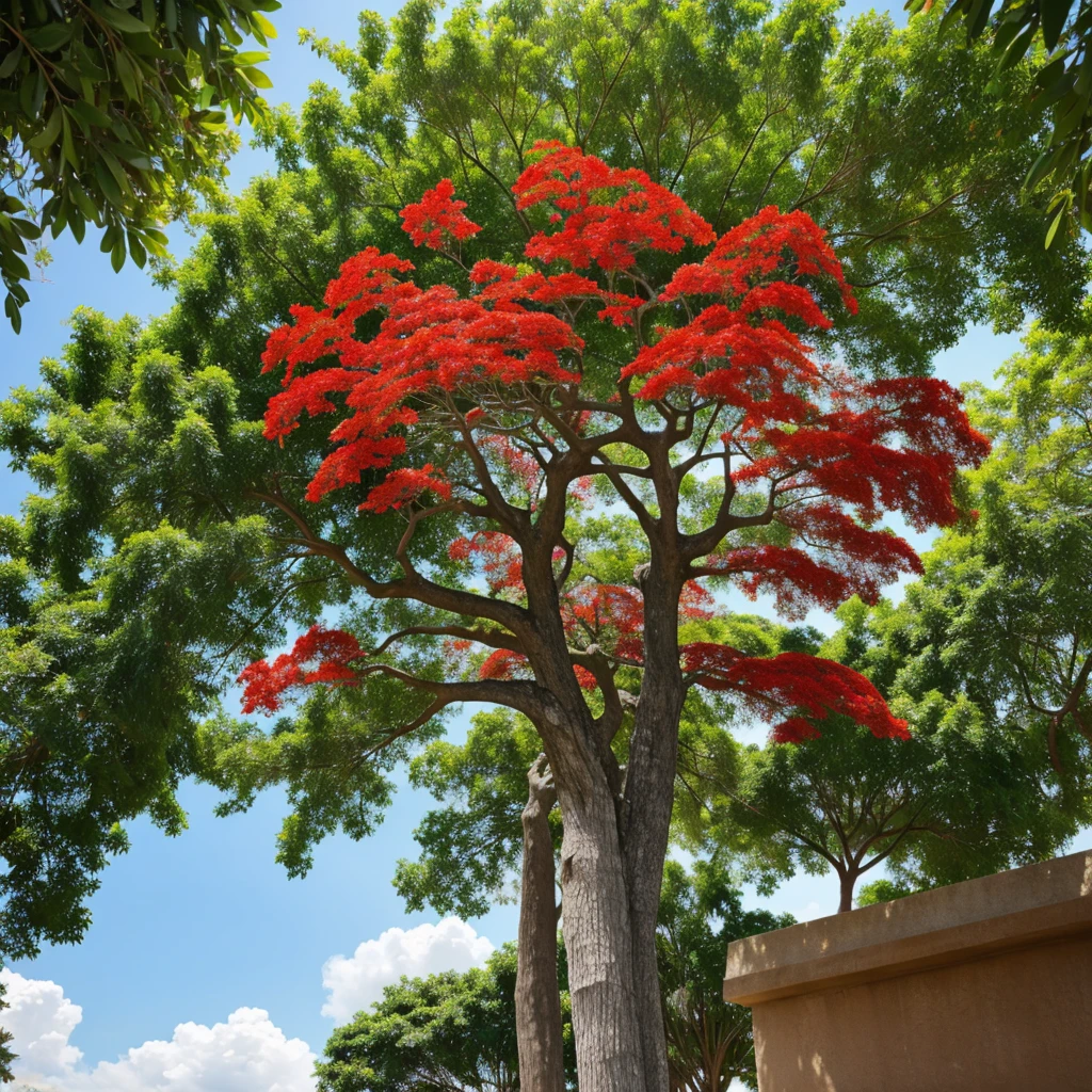 Beautiful red Royal poinciana tree
