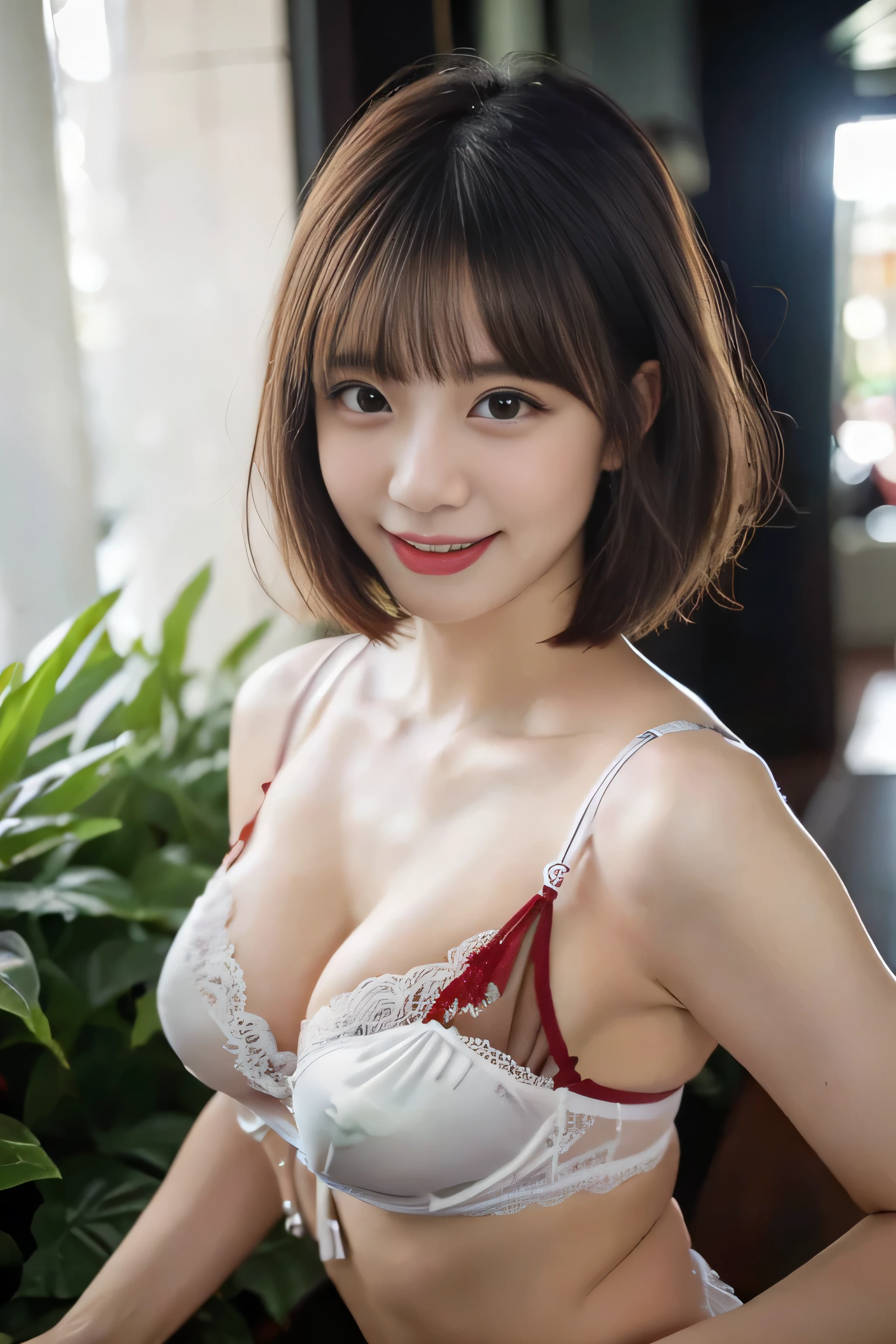 buzzer, Lustful, (Best Quality,4K, 8K, hight resolution, masutepiece:1.2), Ultra-detailed, (Realistic ,Photorealistic ,Photorealsitic:1.37), 1girl in, (Perfect body :1.2), Ultra-detailed face, Detailed lips, Detailed eyes, Sexy double eyelids, Beautiful detailed eyes, Beautiful detailed lips, Orange kimono, (After ), sexy flirty pose, short-hair, Hi-Res, Cinematic Angle, Professional Lighting, Unity 8k Wallpaper, Aesthetic, masterpiece, top-quality, Shy laughter, South Island, Waikiki, indoors, (Large Breasts:1.5), (Slim Body:1.5), (White and red Cute See-through lingerie:1.5)