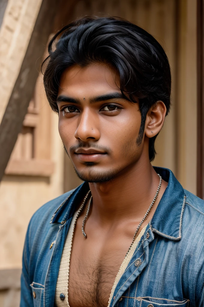 A photograph of a Indian boy, no mask, 20 yo, handsome, detailed face, looking at camera, portrait, 8k uhd, high quality