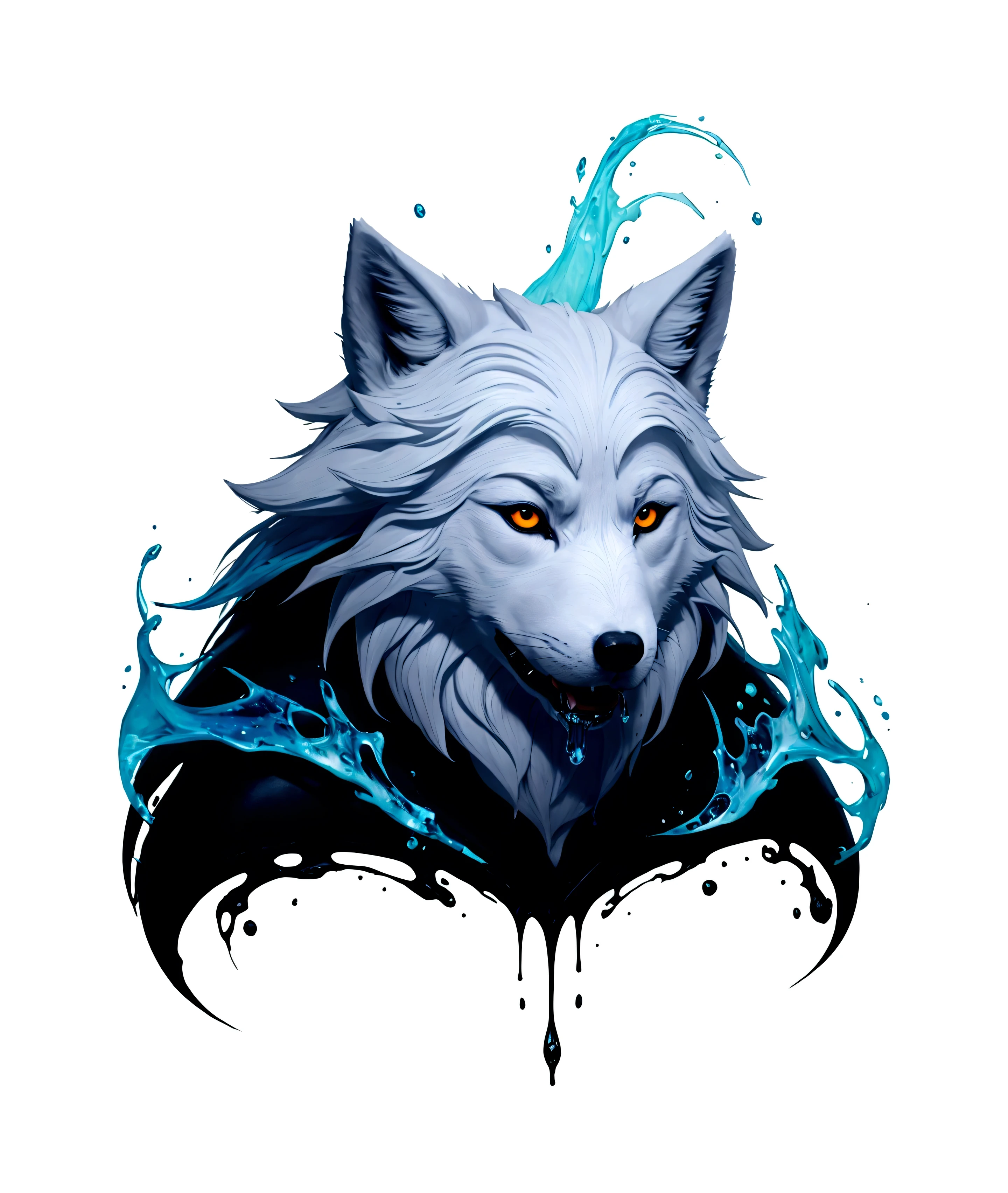 Splash Art, Wolf's Head, ((White background)), Sharp Eye, Magnificent Instagram, Art Station, Splash style color paint, Contour, Very detailed、Very detailed, Unreal Engine, kind, Intricate details, Splash screen, Complementary Color, Fantasy art concept, 8K resolution, DeviantArt's masterpiece, oil, Thick brushwork, Ink droplets, Anti-foam