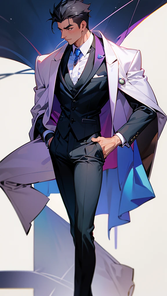 Gay muscular man wearing a suit?